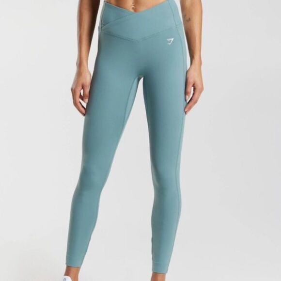 Gymshark Crossover Leggings Thunder Blue Size Medium - Picture 1 of 9